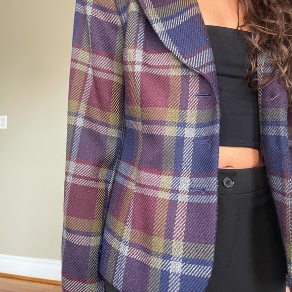 Vintage wool plaid blazer - Picture 5 of 6